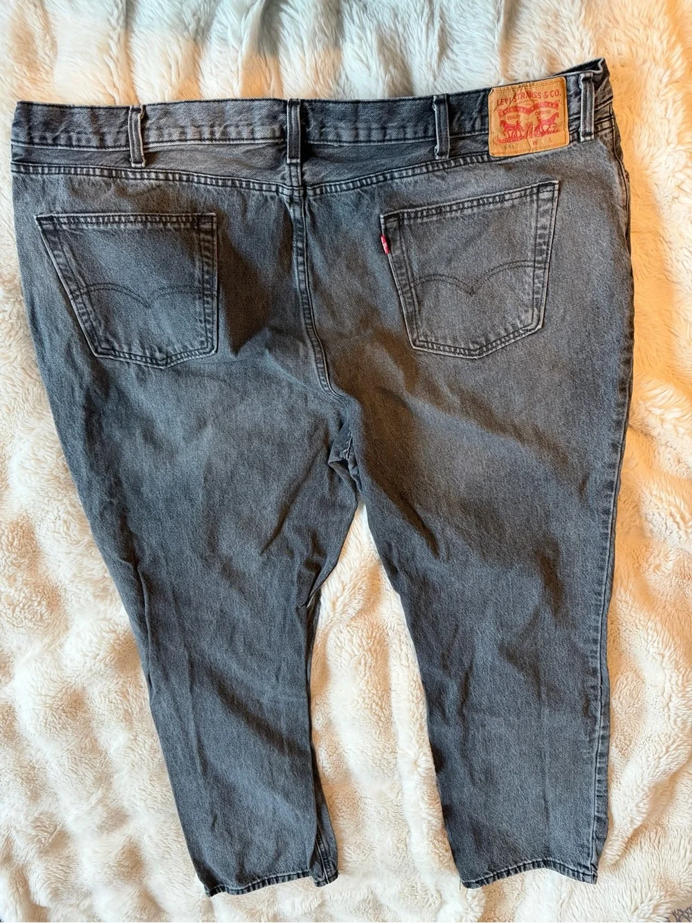 Levi’s 501 Men’s Jeans 48x32 Washed Black Charcoal Straight Leg Stretch